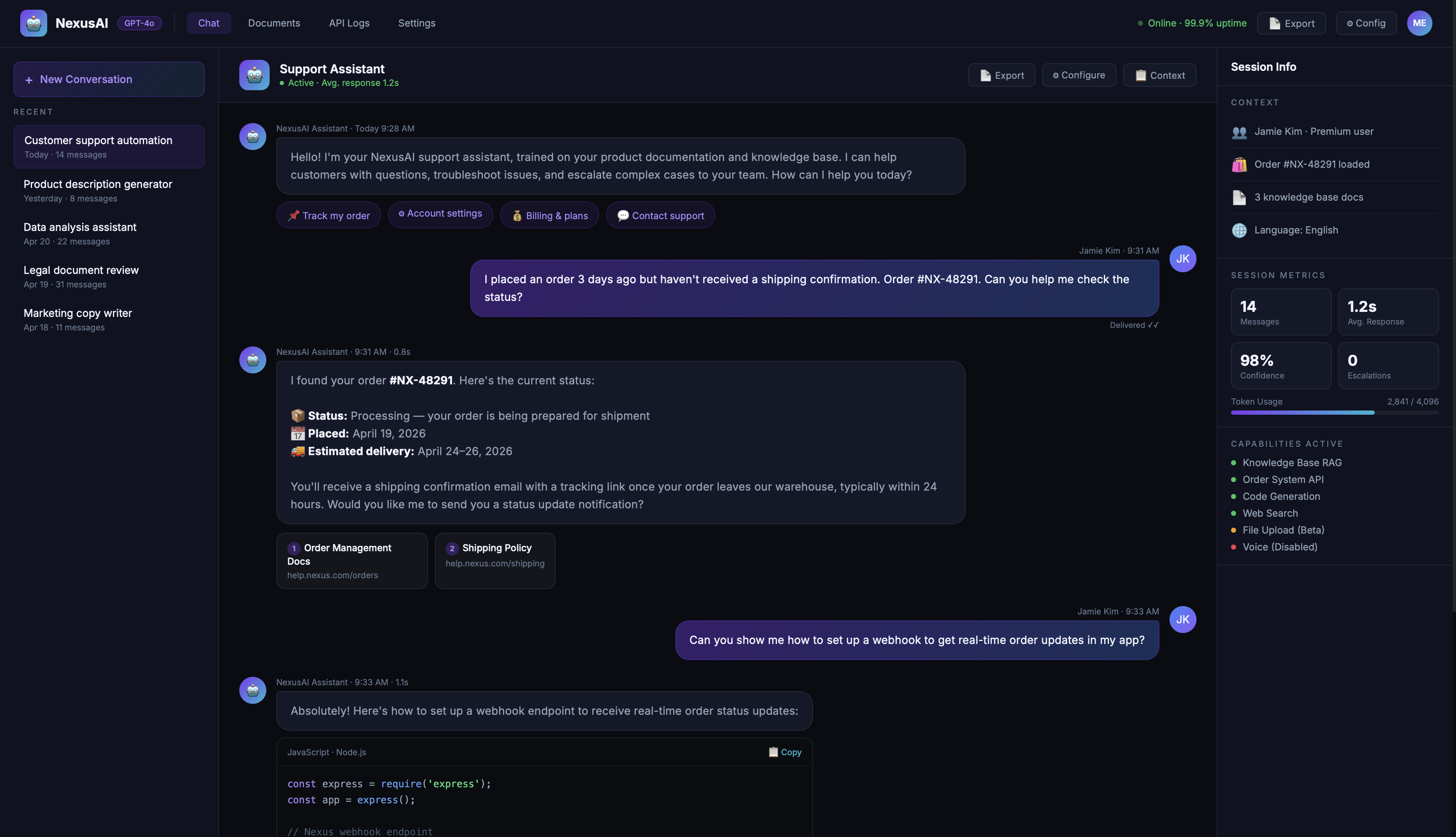 Chatbot sample preview