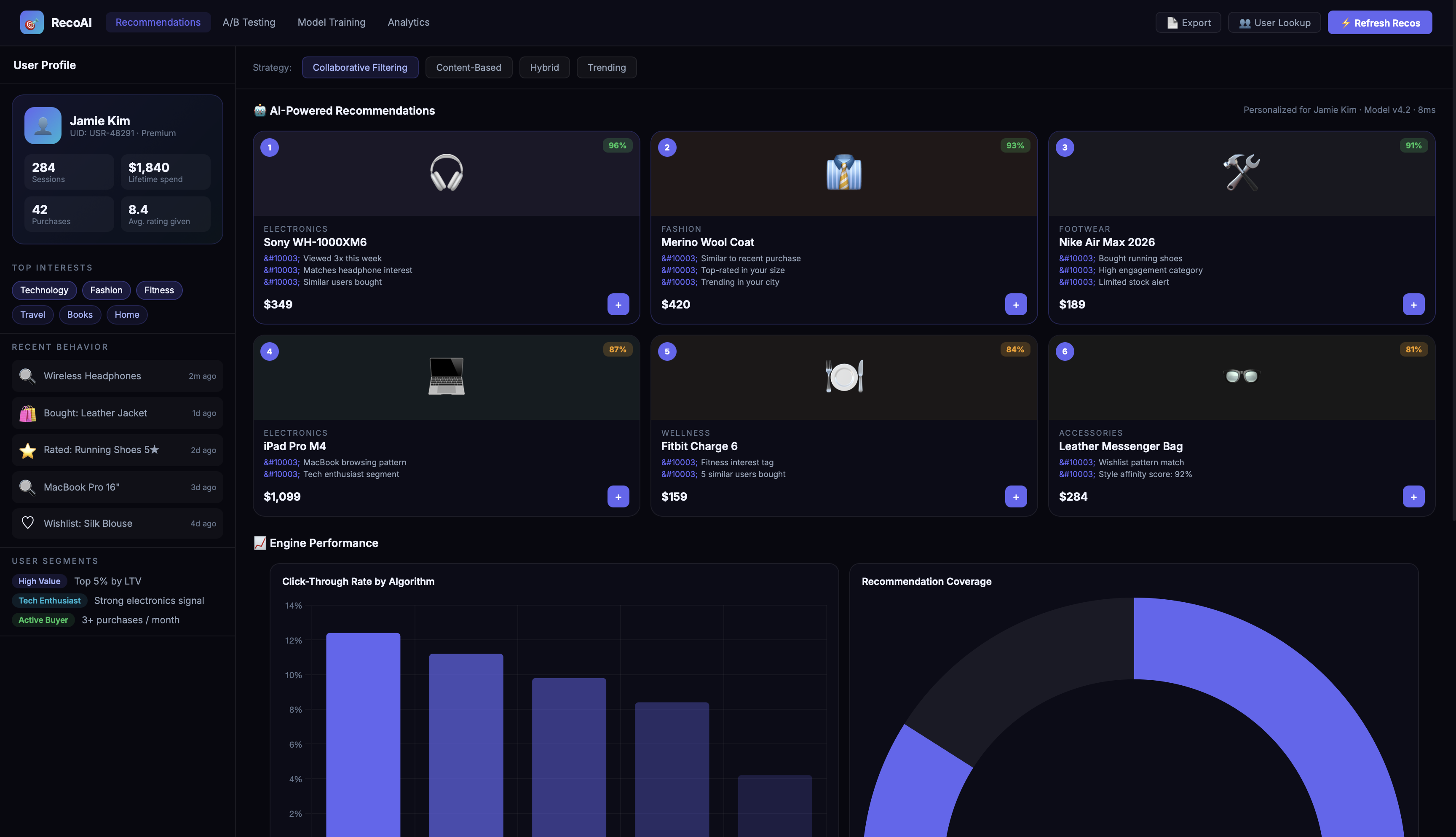 Recommendation Engine sample preview
